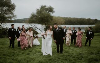 A wedding party celebrating at The Lake House Inn in Bucks County PA